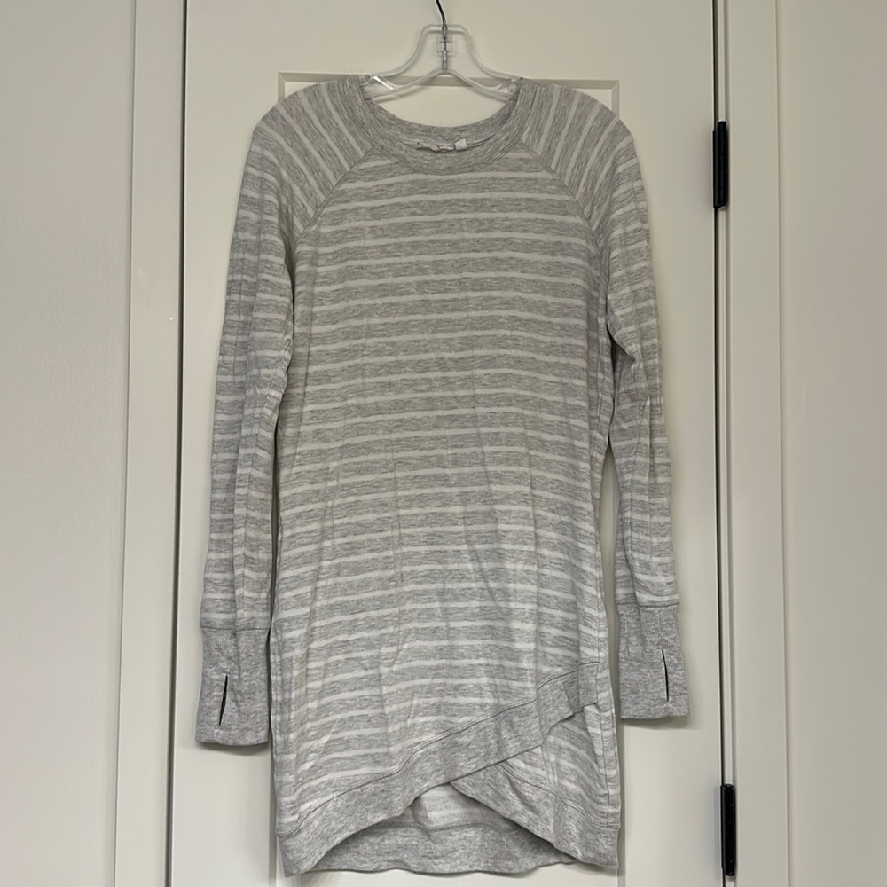 Athleta Sweatshirt Tunic / Dress - size Small - Gray / White Stripe